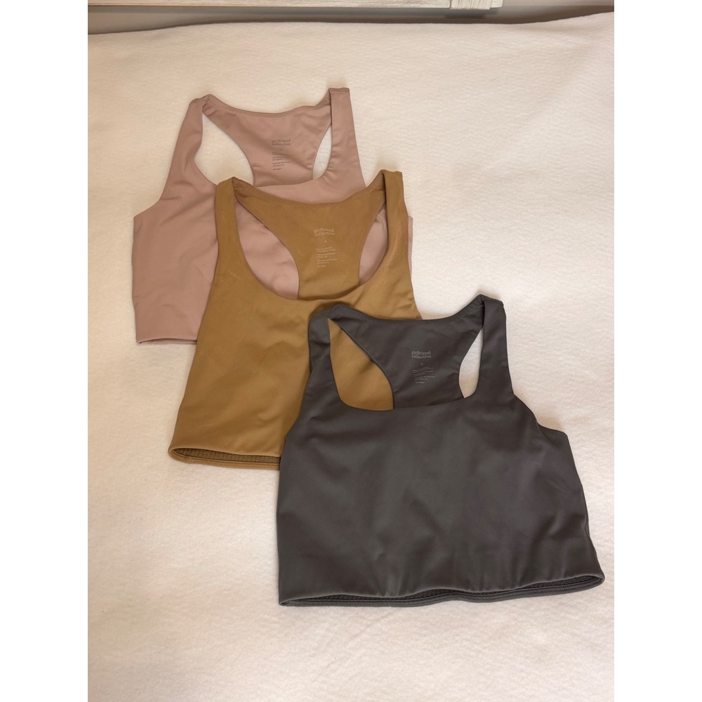 Girlfriend Collective 3-Pack Sports Bras Women's M Racerback Longline Athleisure